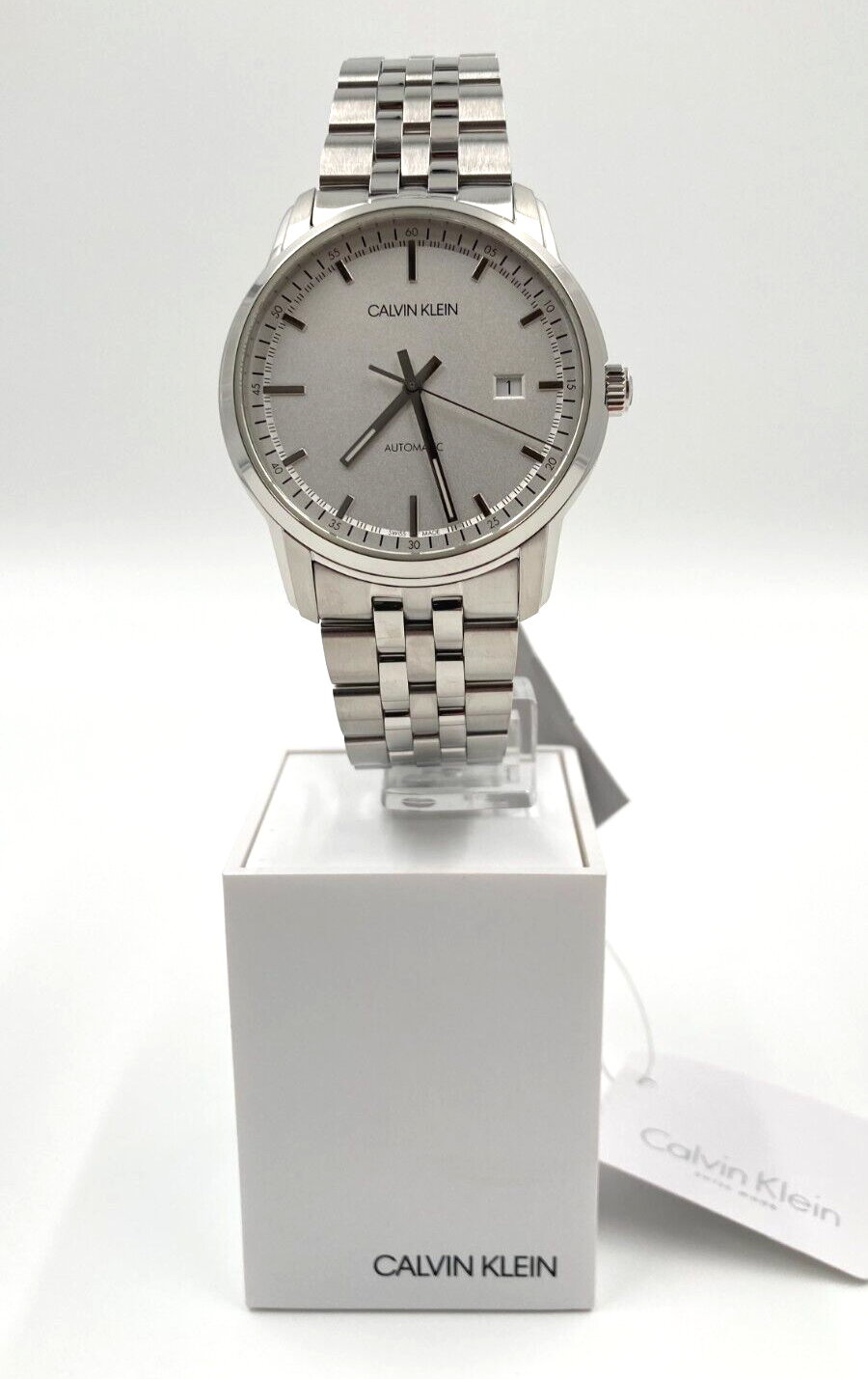 New Swiss Made CALVIN KLEIN Infinite Automatic Silver Dial Men's Watch