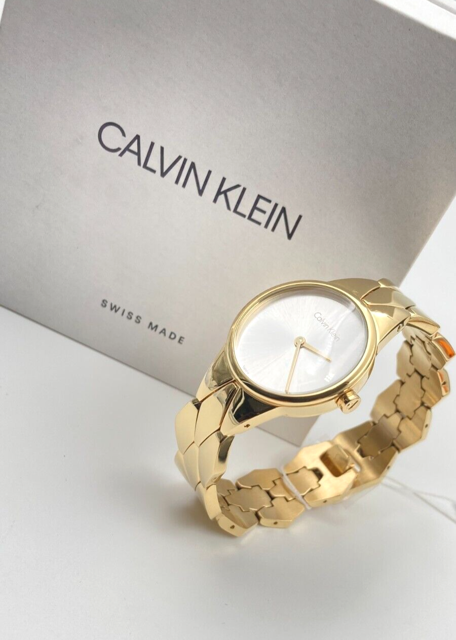 New Swiss Made CALVIN KLEIN Snake Silver Dial Ladies Quartz Watch