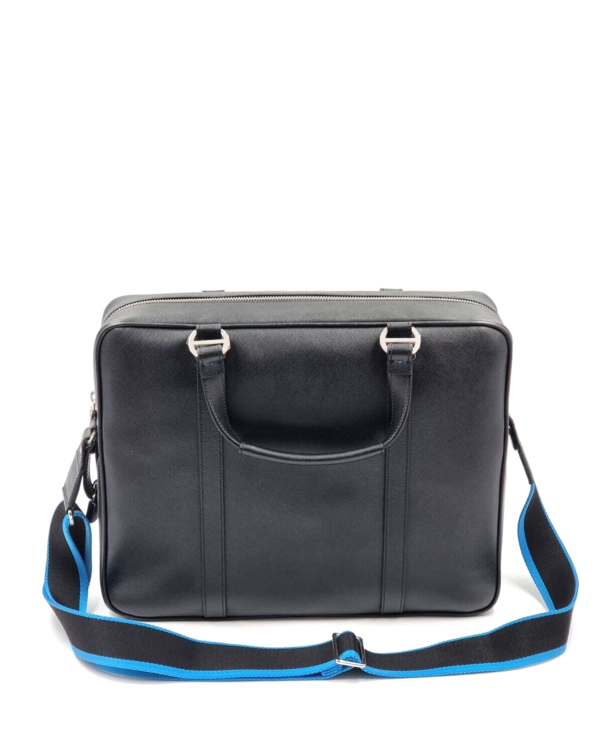 Neu DAVIDOFF LLG SAFFIANO LEDER ICON BUSINESS TASCHE 1 REISSVERSCHLUSS - SCHWARZ