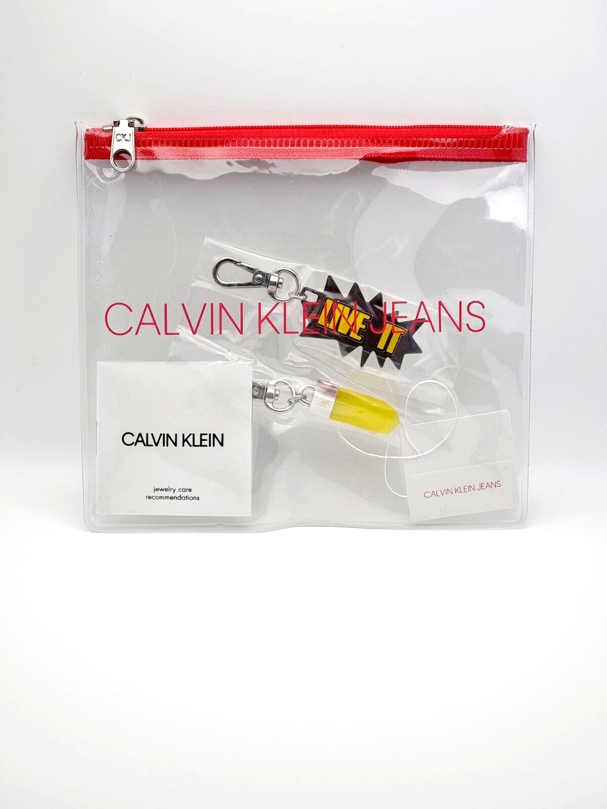 New CALVIN KLEIN JEANS DOWNTOWN KJJCJA090100 STAINLESS STEEL/ YELLOW CHARMS