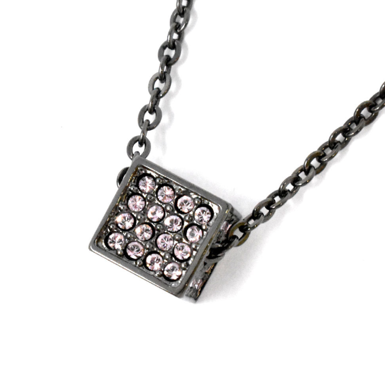 New CALVIN KLEIN ROCKING KJ9CVN140200 BLACK PVD NECKLACE - LIGHT PINK CRYSTALS