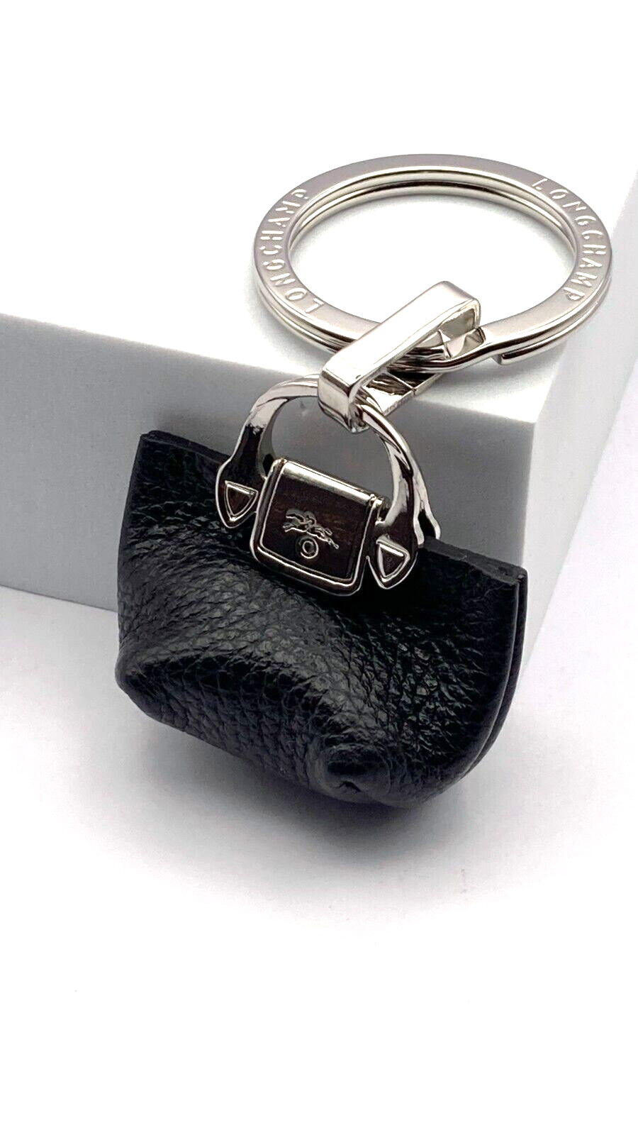 LONGCHAMP LE PLIAGE CUIR KEY CHAIN - BLACK