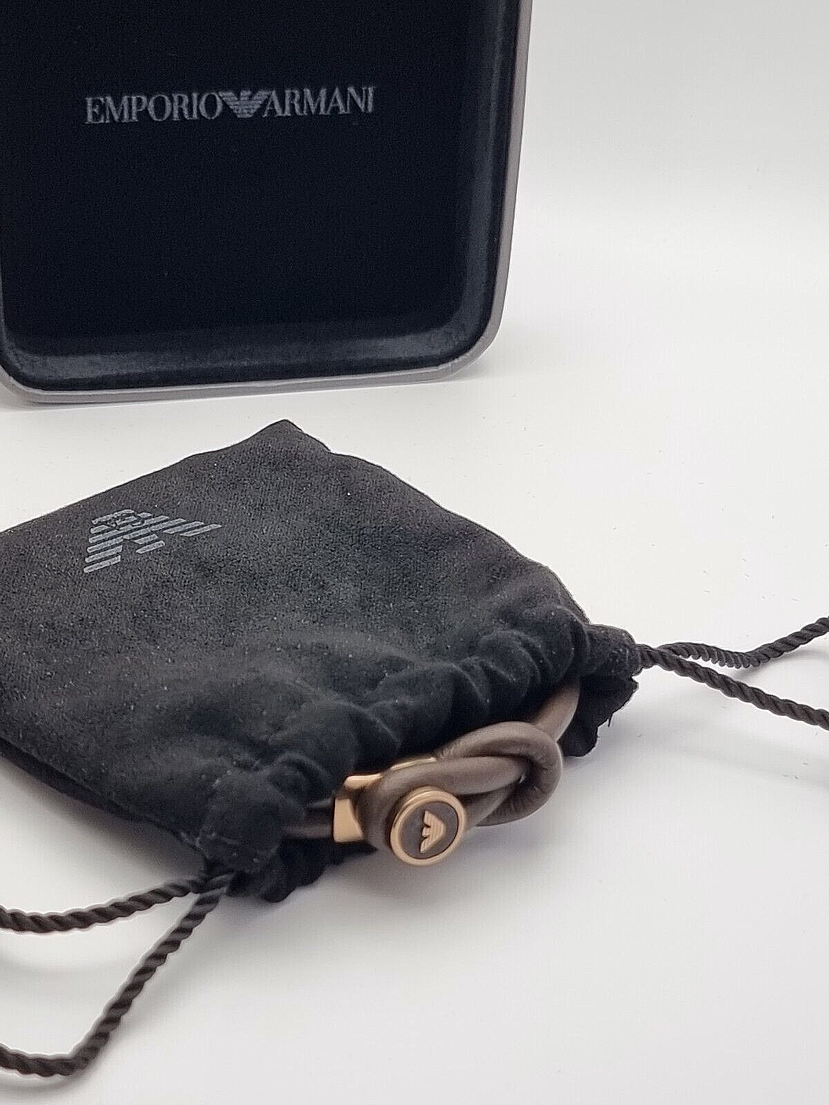 Neu EMPORIO ARMANI HERREN LEDERARMBAND EGS2213251 - BRAUN