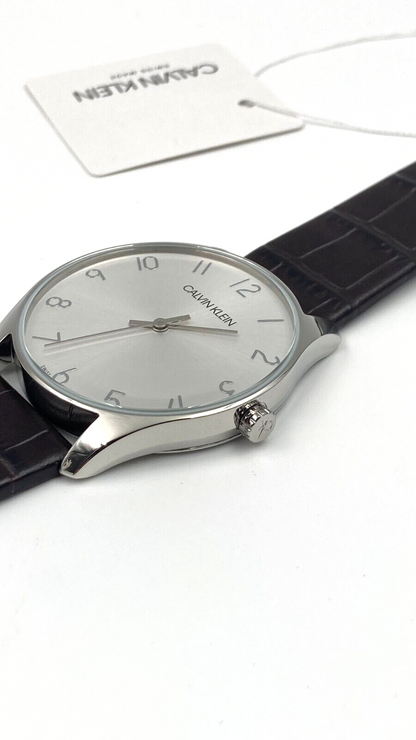 New Swiss Made CALVIN KLEIN Classic Quartz Silver Dial Men's Watch