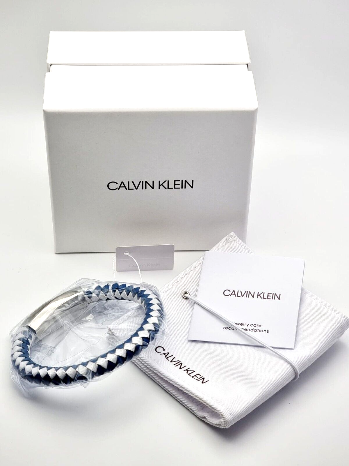 New CALVIN KLEIN BEWILDER KJ2BLB09020 STAINLESS STEEL LEATHER BRACELET - MEDIUM