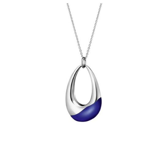 New CALVIN KLEIN ELLIPSE STONE NECKLACE KJ3QLP020100 - SILVER/BLUE