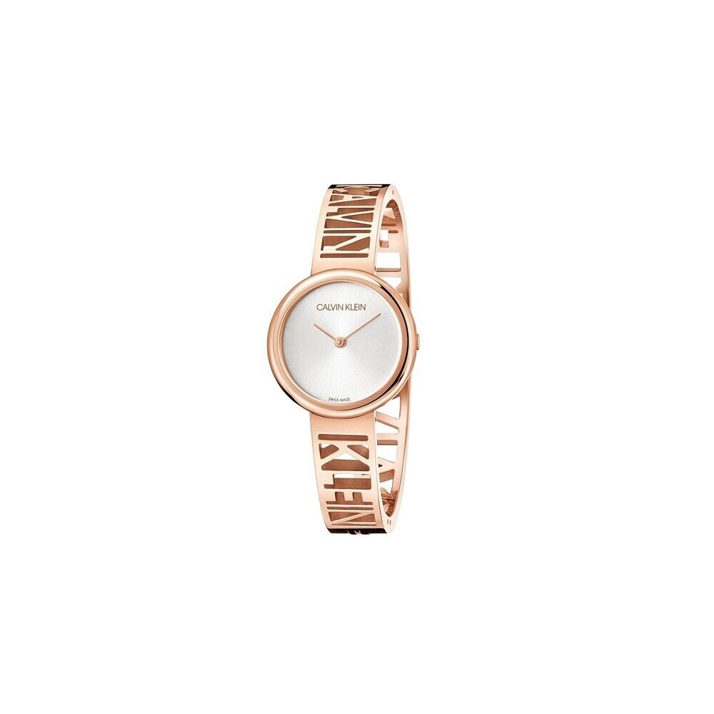 New Swiss Made CALVIN KLEIN Mania Silver Dial Rose Gold Ladies Quartz Watch