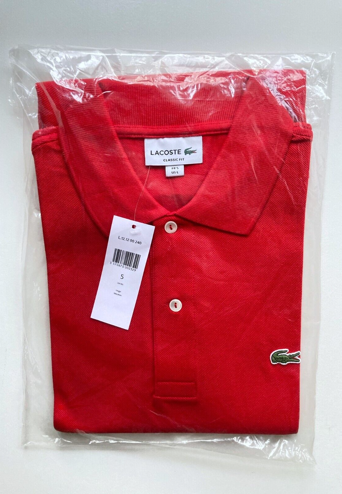 New LACOSTE CLASSIC FIT POLO SHIRT - RED - SIZE 5