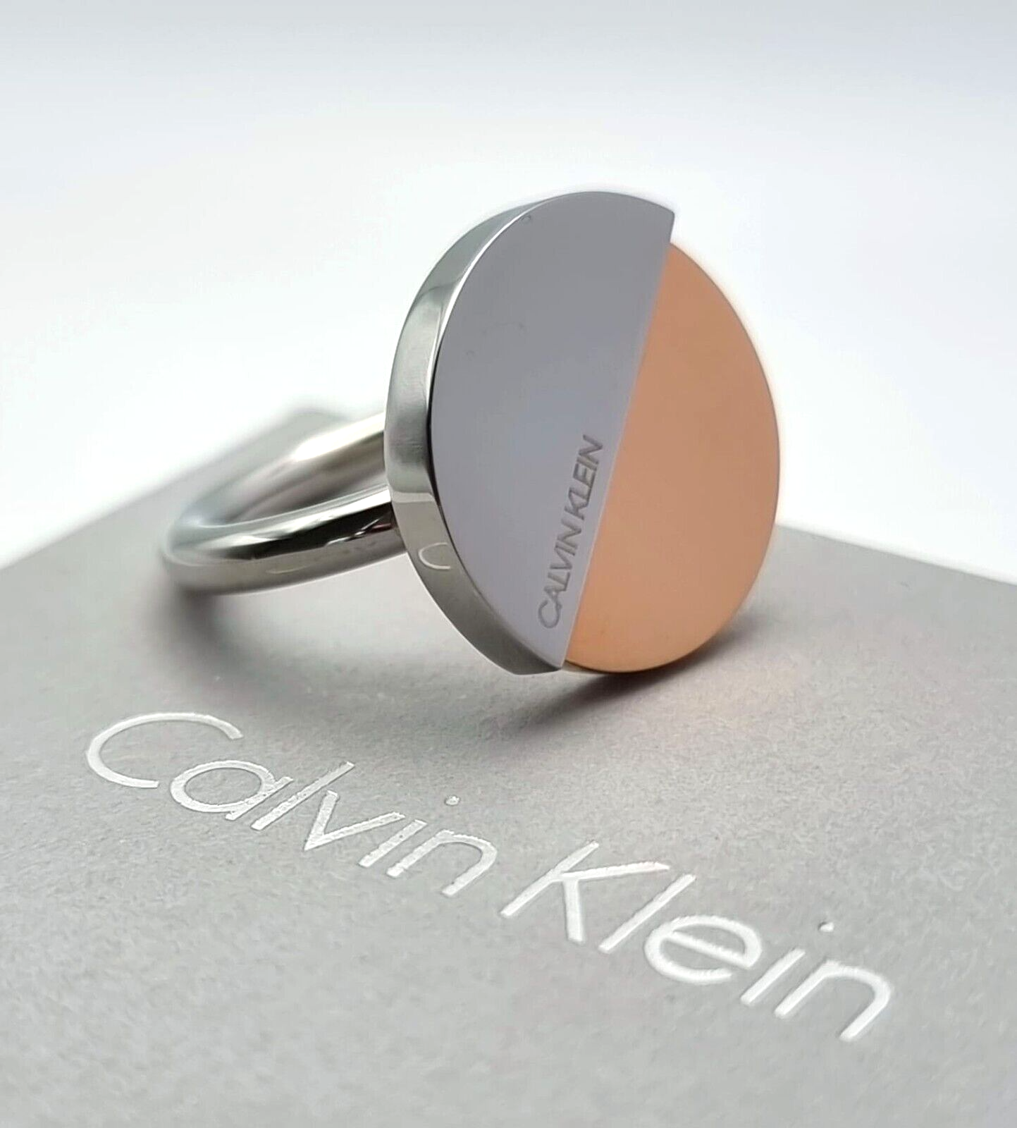 New CALVIN KLEIN SPICY KJ8RPR200108 STAINLESS STEEL RING - ROSE GOLD - SIZE 57