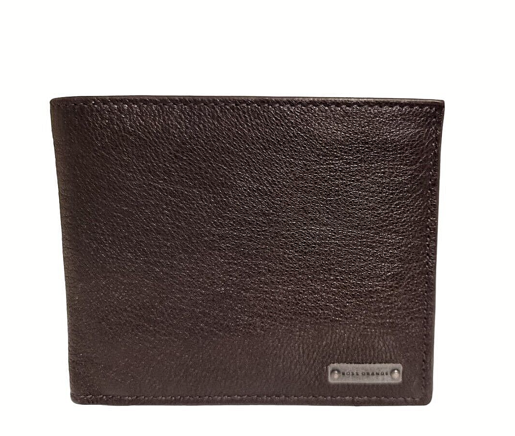 New BOSS ORANGE MEN´S VOLCANO 4CC COIN WALLET - BROWN