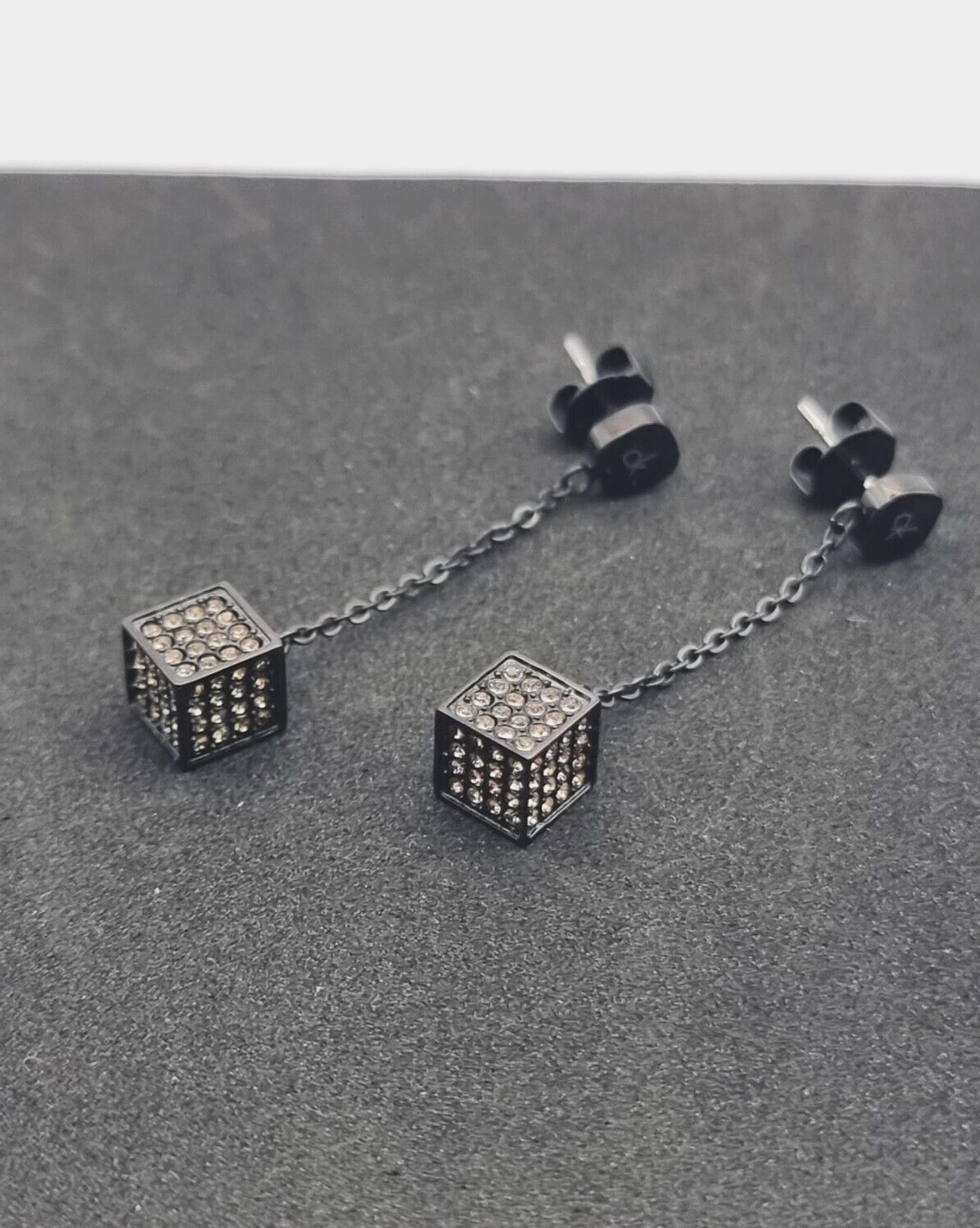 New CALVIN KLEIN EARRINGS ROCKING STAINLESS STEEL - BLACK/GOLD