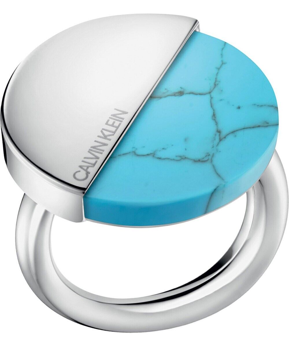 New CALVIN KLEIN SPICY KJ8RLR040108 RING - TURQUOISE STONE - SIZE 57