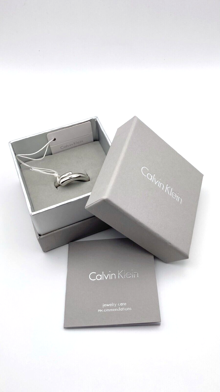 Neu CALVIN KLEIN SCENT EDELSTAHLRING - SILBER - GRÖSSE 57