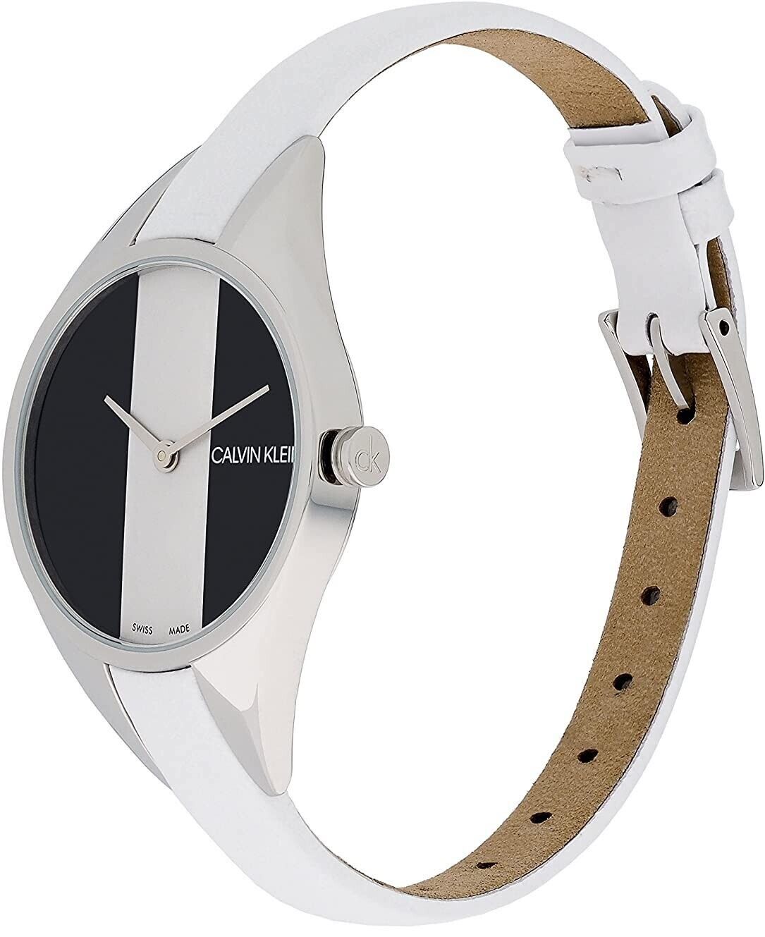 New Swiss Made CALVIN KLEIN Rebel Black and White Dial Ladies Quartz Watch