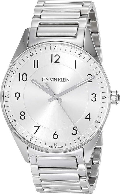 New Swiss Made CALVIN KLEIN Bright Silver Dial Men's Quartz Watch