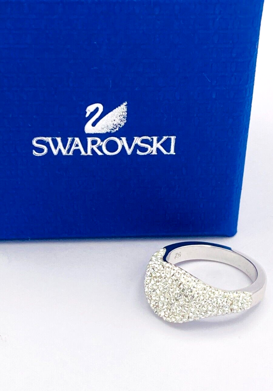 New SWAROVSKI STONE SIGNET RING - SILVER - SIZE 52