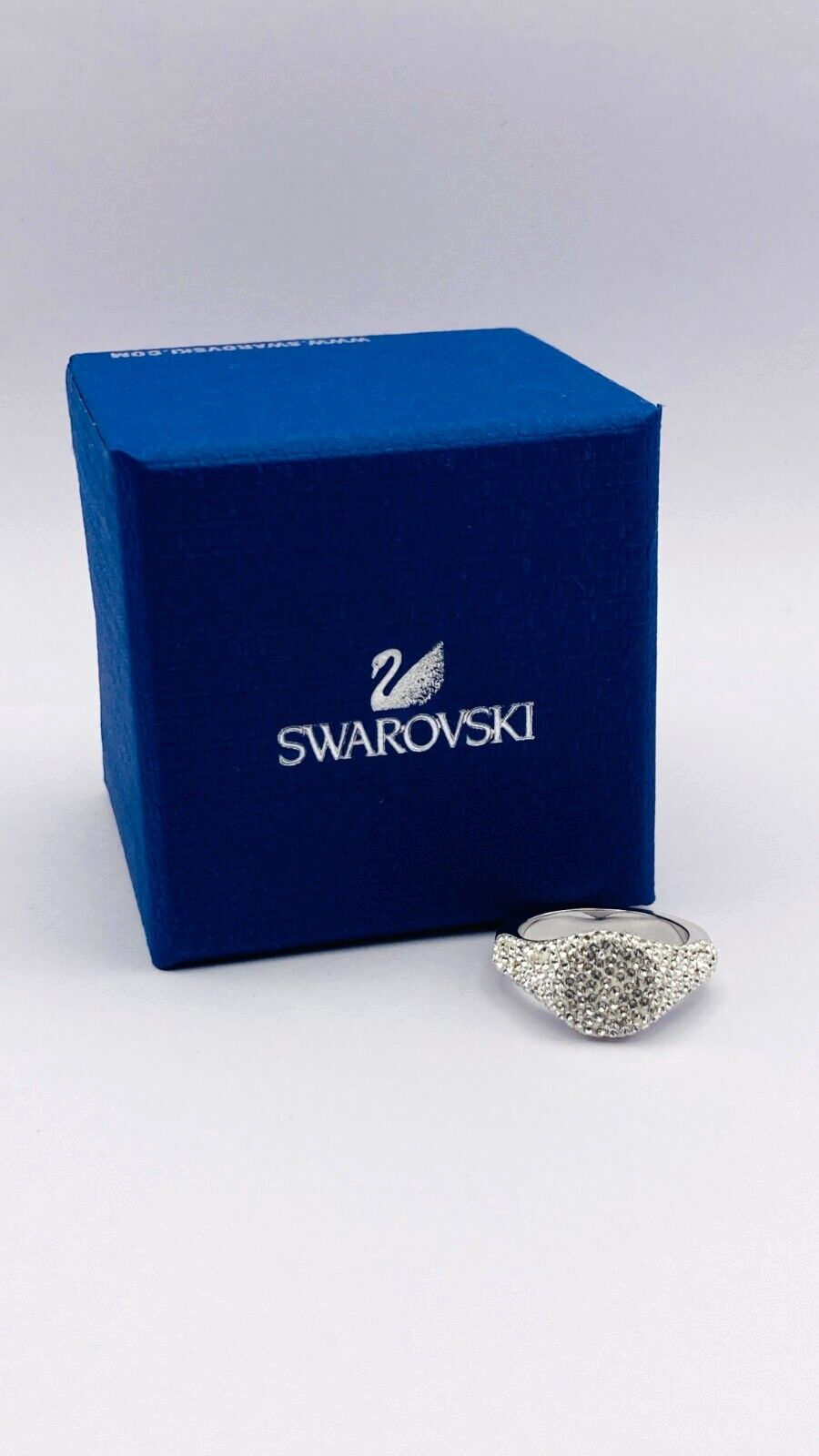 New SWAROVSKI STONE SIGNET RING SILBER - CRY/RHS - GR. 50