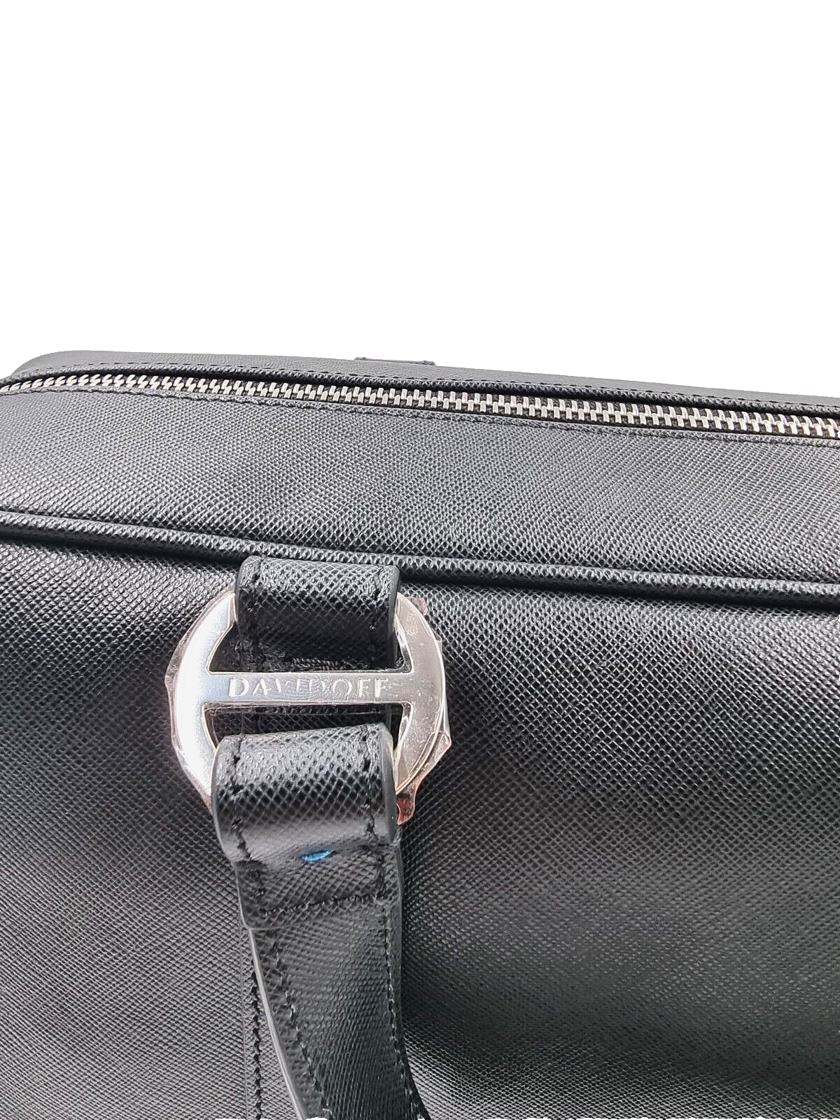 Neu DAVIDOFF LLG SAFFIANO LEDER ICON BUSINESS TASCHE 1 REISSVERSCHLUSS - SCHWARZ