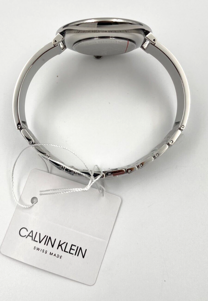 New Swiss Made CALVIN KLEIN Quartz Silver Monogram Dial Ladies Watch