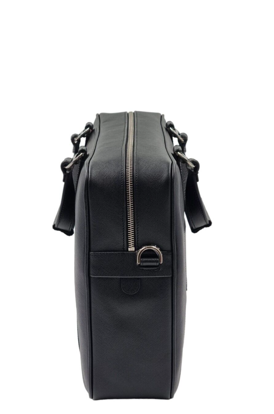 Neu DAVIDOFF LLG SAFFIANO LEDER ICON BUSINESS TASCHE 1 REISSVERSCHLUSS - SCHWARZ