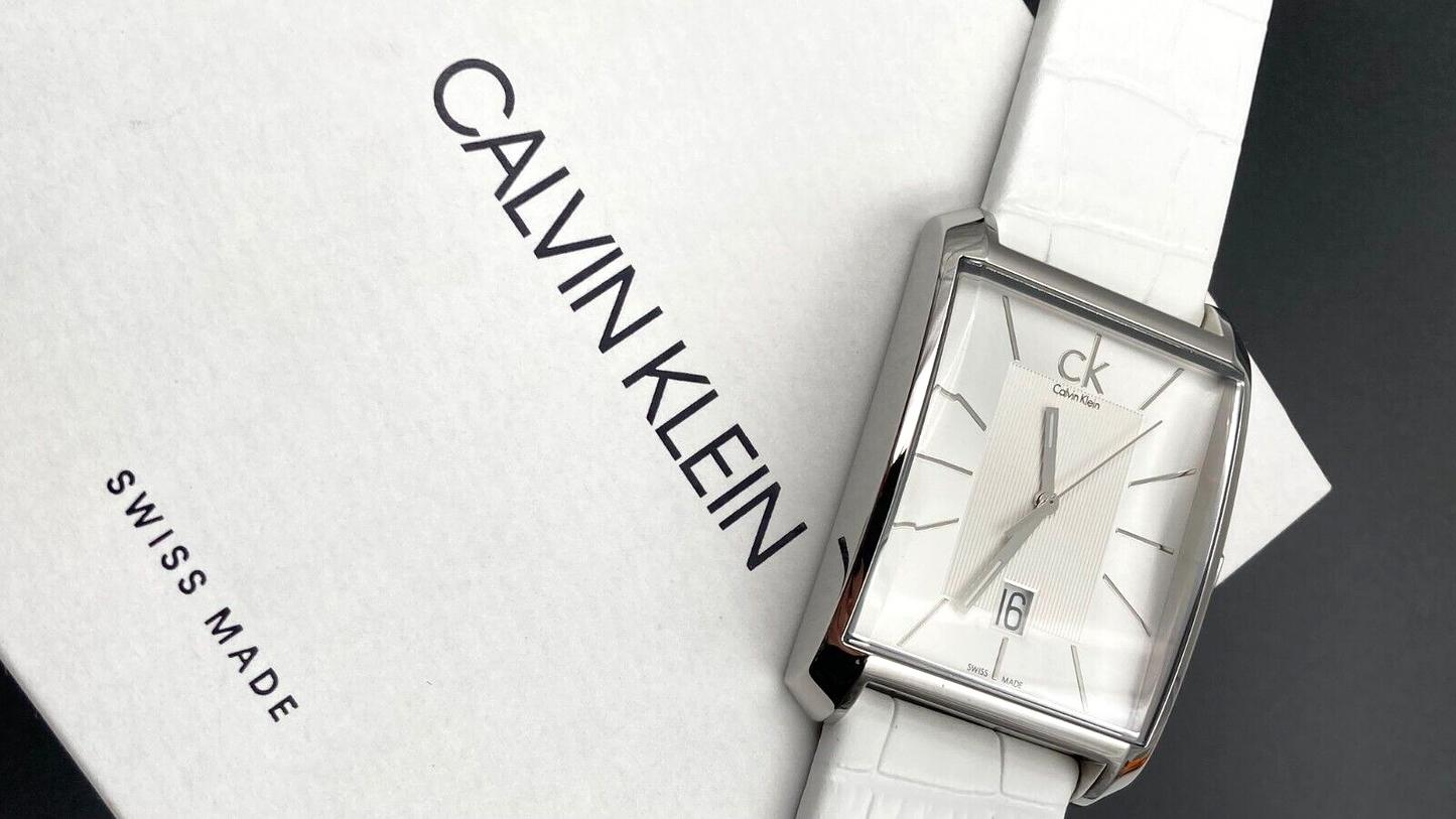 New Swiss Made CALVIN KLEIN Window Silver Dial Men's Watch