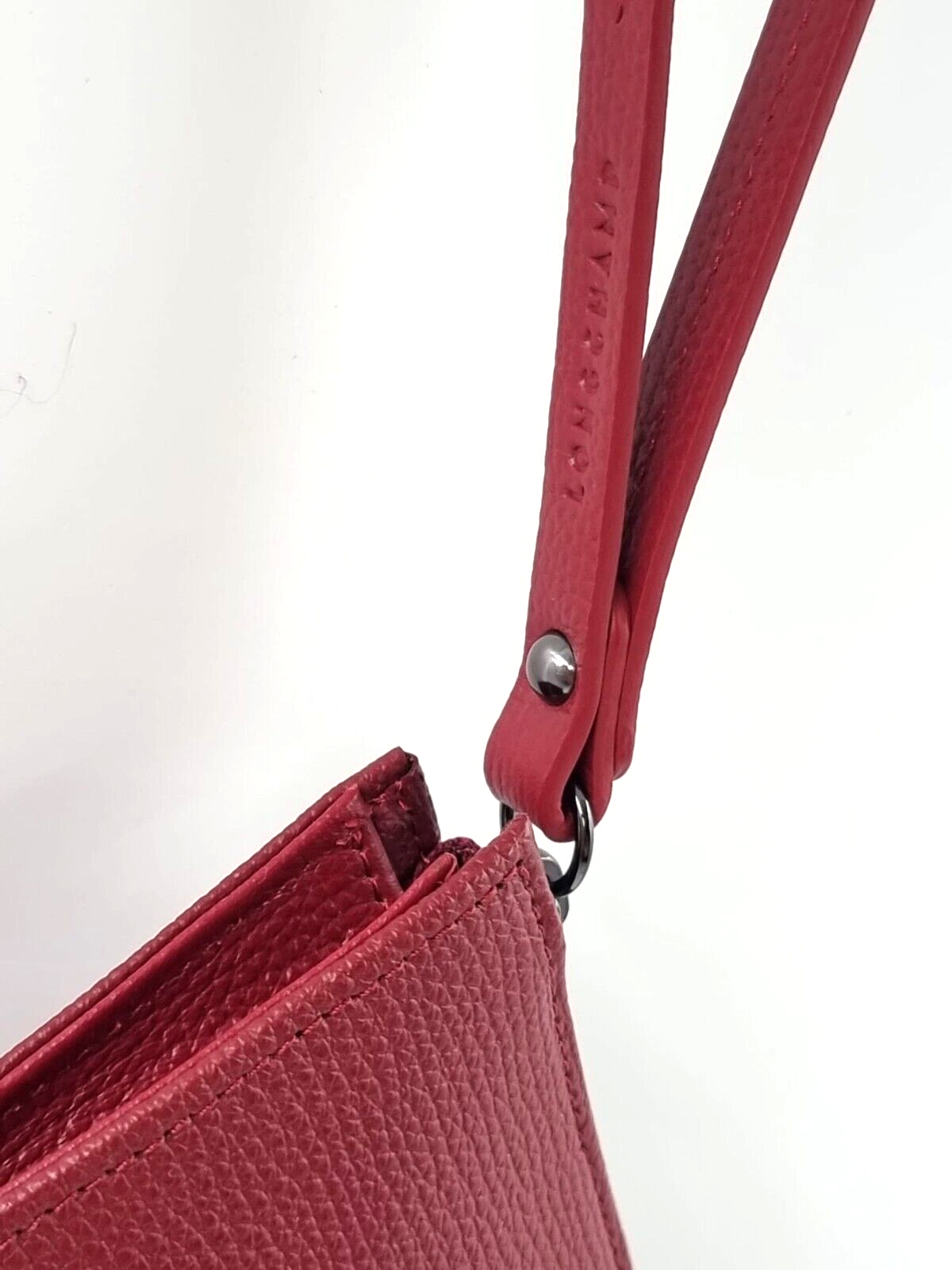 LONGCHAMP SHOP-IT LEATHER POUCH SMALL - GARNET RED