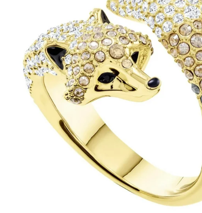 New SWAROVSKI MARCH FOX MOTIF RING - GOLD - SIZE 58