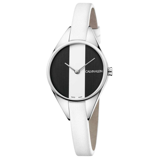 New Swiss Made CALVIN KLEIN Rebel Black and White Dial Ladies Quartz Watch