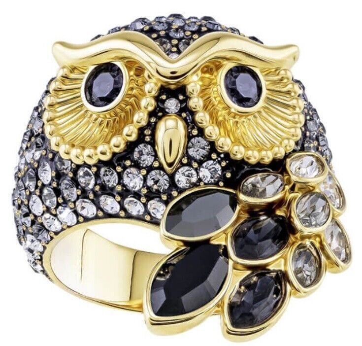 New SWAROVSKI MARCH MOTIVRING OWL - DARK MULTI - Gr. 52