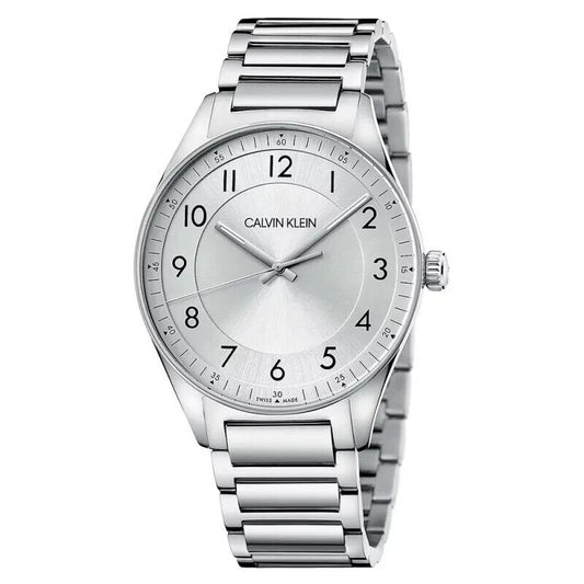 New Swiss Made CALVIN KLEIN Bright Silver Dial Men's Quartz Watch