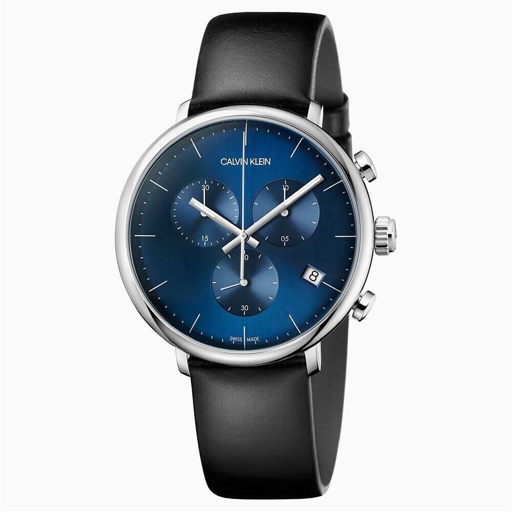 New Swiss Made CALVIN KLEIN High Noon Chronograph Quartz Blue Dial Men's Watch