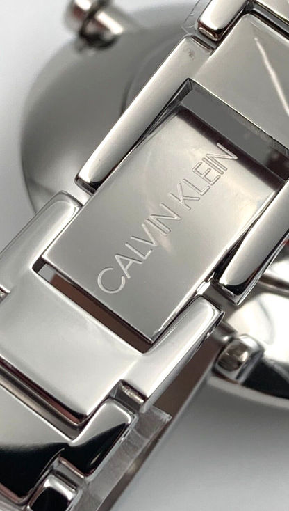 New Swiss Made CALVIN KLEIN Quartz Silver Monogram Dial Ladies Watch