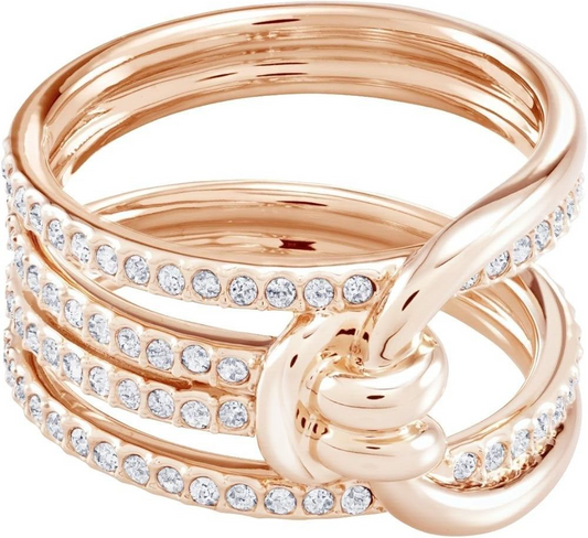 New SWAROVSKI LIFELONG WIDE RING - Rhodium, Rose Gold - Size 50