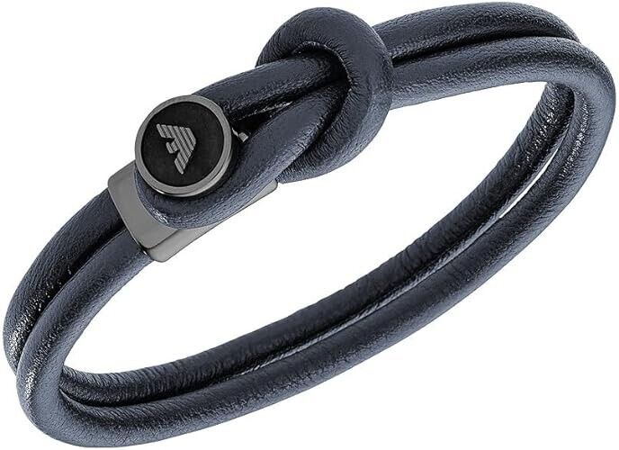 Neu EMPORIO ARMANI HERREN LEDERARMBAND EGS2214020 - BLAU