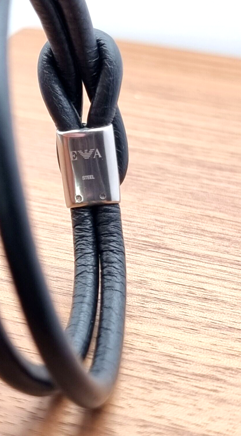 Neu EMPORIO ARMANI HERREN LEDERARMBAND EGS2212040 - SCHWARZ