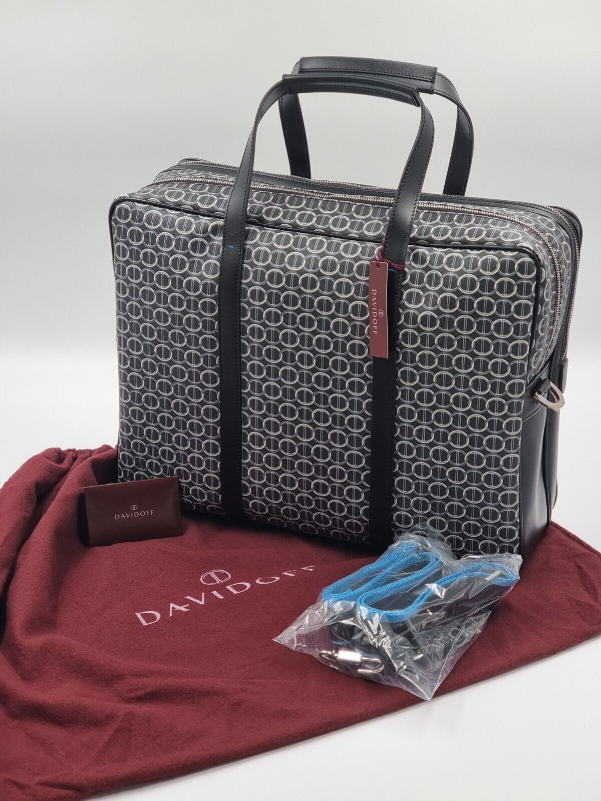 Neu DAVIDOFF COLORAMA BUSINESS BAG 2 ZIP - SCHWARZ