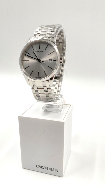 New Swiss Made CALVIN KLEIN Time Quartz Silver Dial LadiesWatch