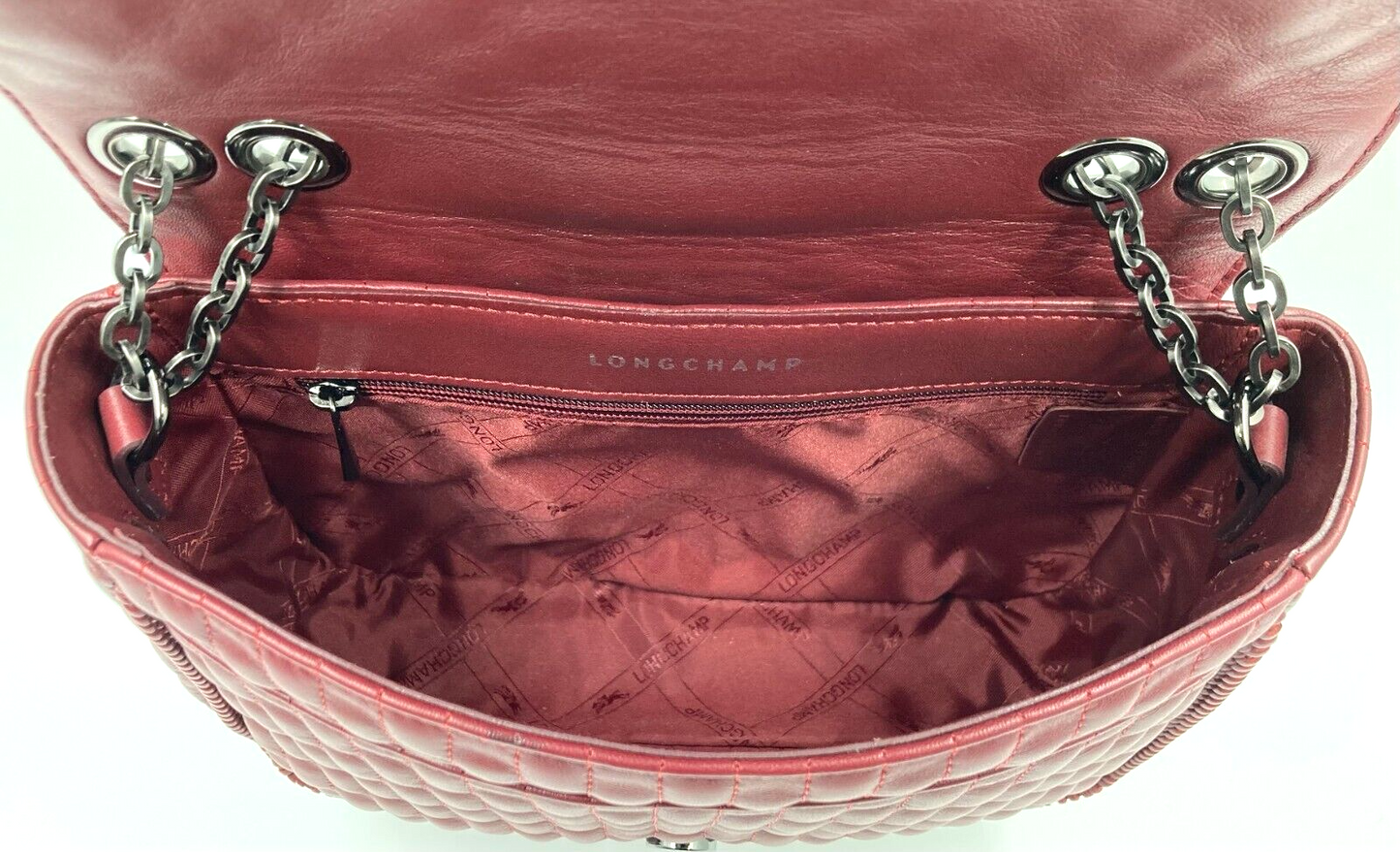 LONGCHAMP AMAZONE MATELASSE SHOULDER BAG - M - BURGUNDY