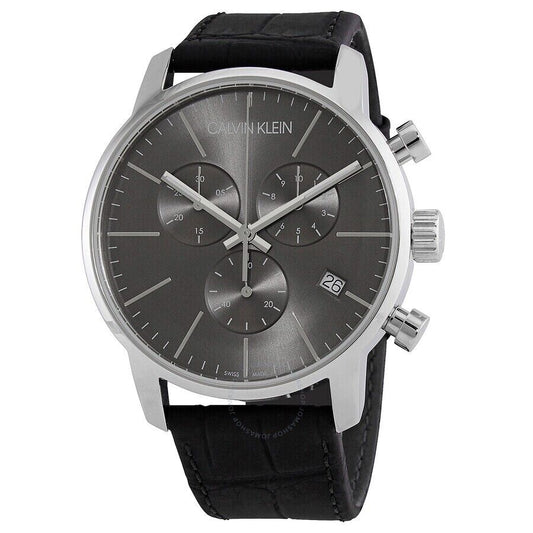 New Swiss Made CALVIN KLEIN Men's Chronograph Quartz Leather Watch