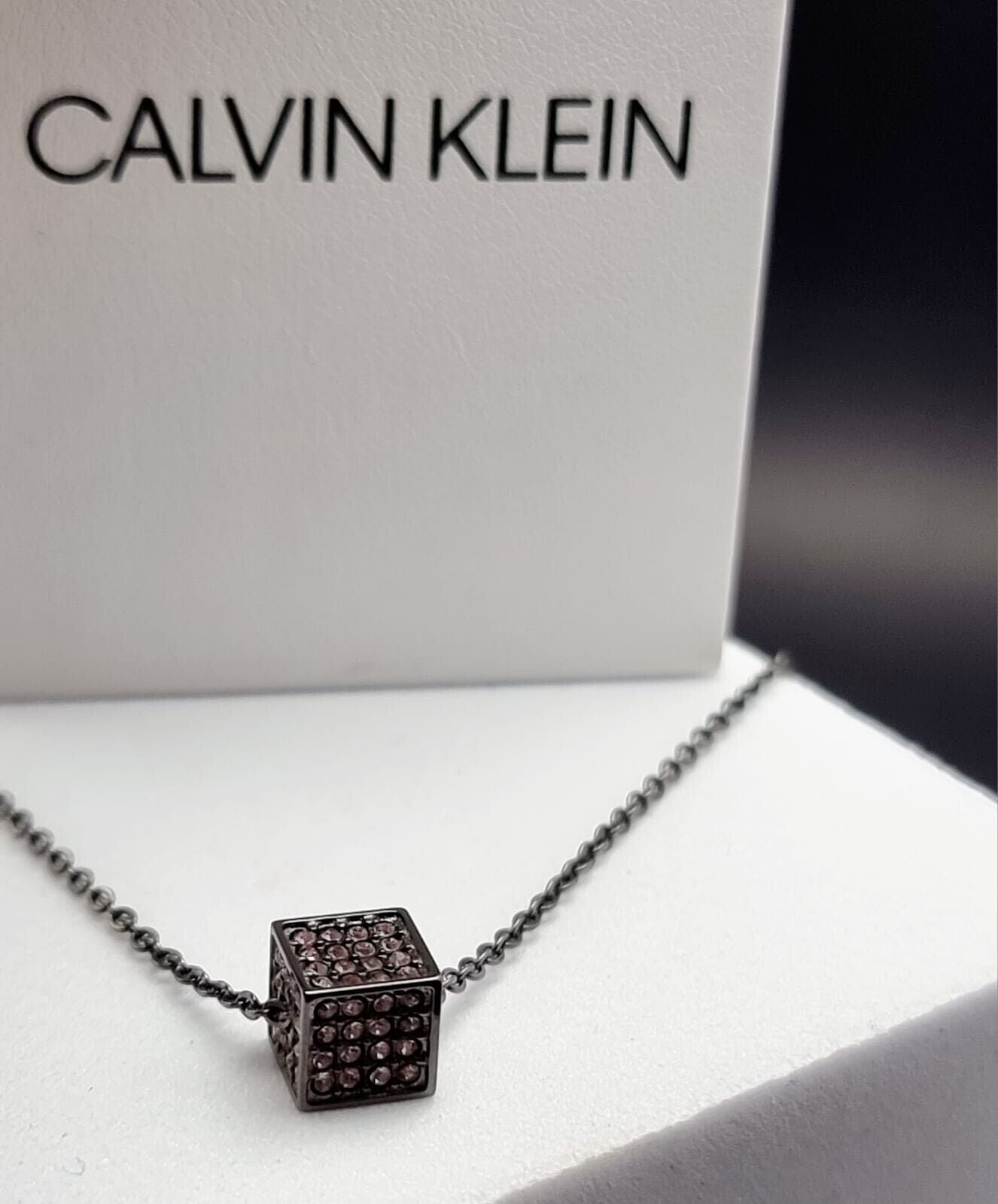 New CALVIN KLEIN ROCKING KJ9CVN140100 BLACK PVD NECKLACE - PINK CRYSTALS