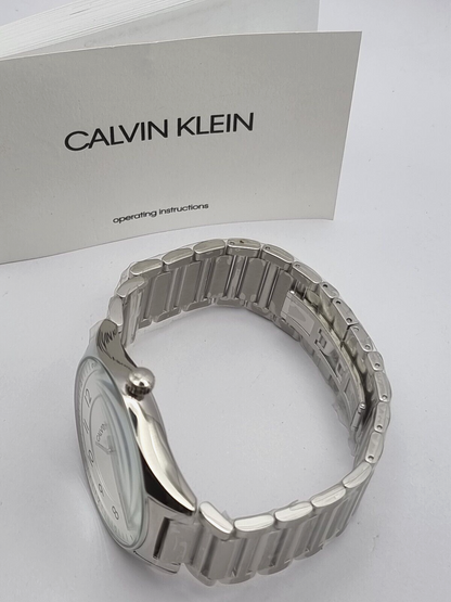 New Swiss Made CALVIN KLEIN Bright Silver Dial Men's Quartz Watch