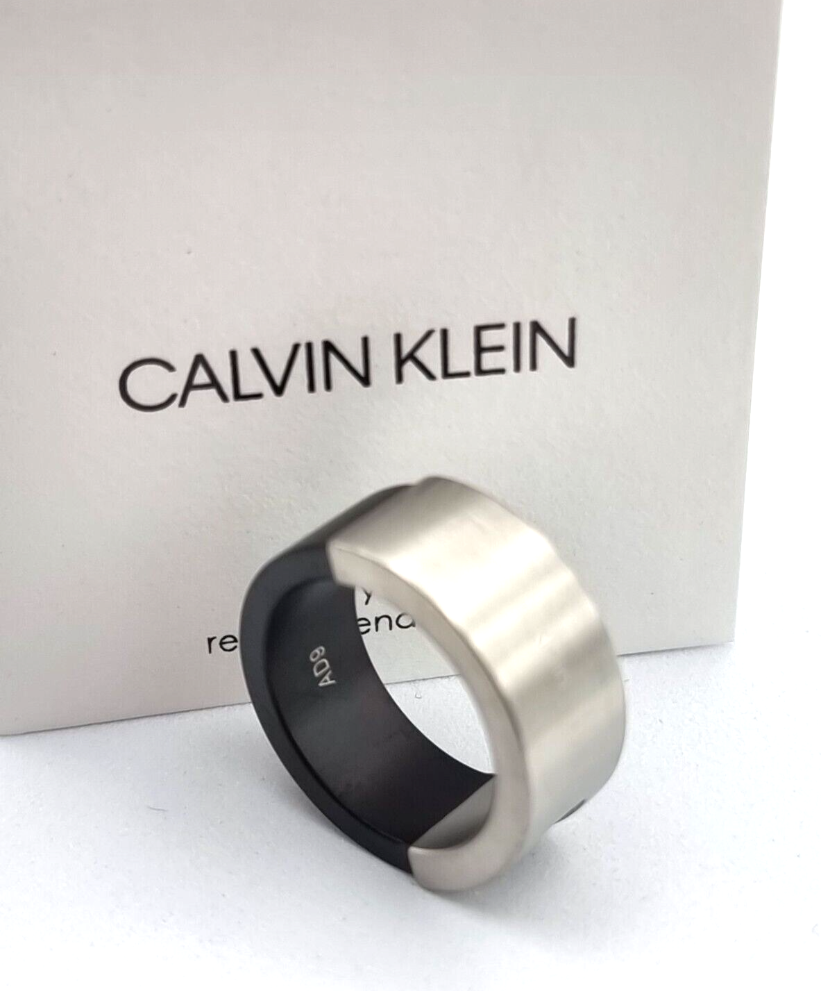 New CALVIN KLEIN RING MAGNET EDELSTAHL/SCHWARZ - Gr.  60