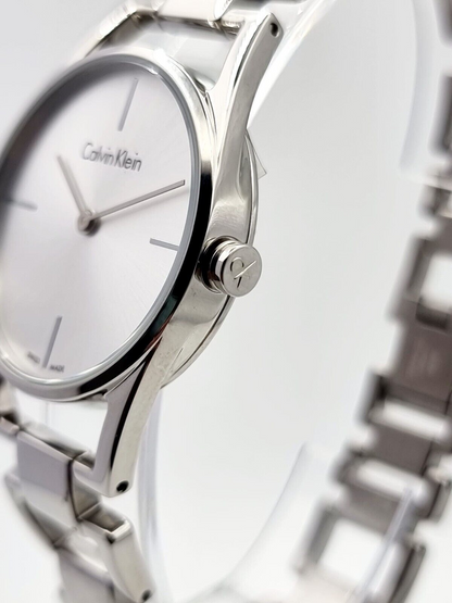 New Swiss Made CALVIN KLEIN Dainty Quartz Silver Dial Ladies Watch