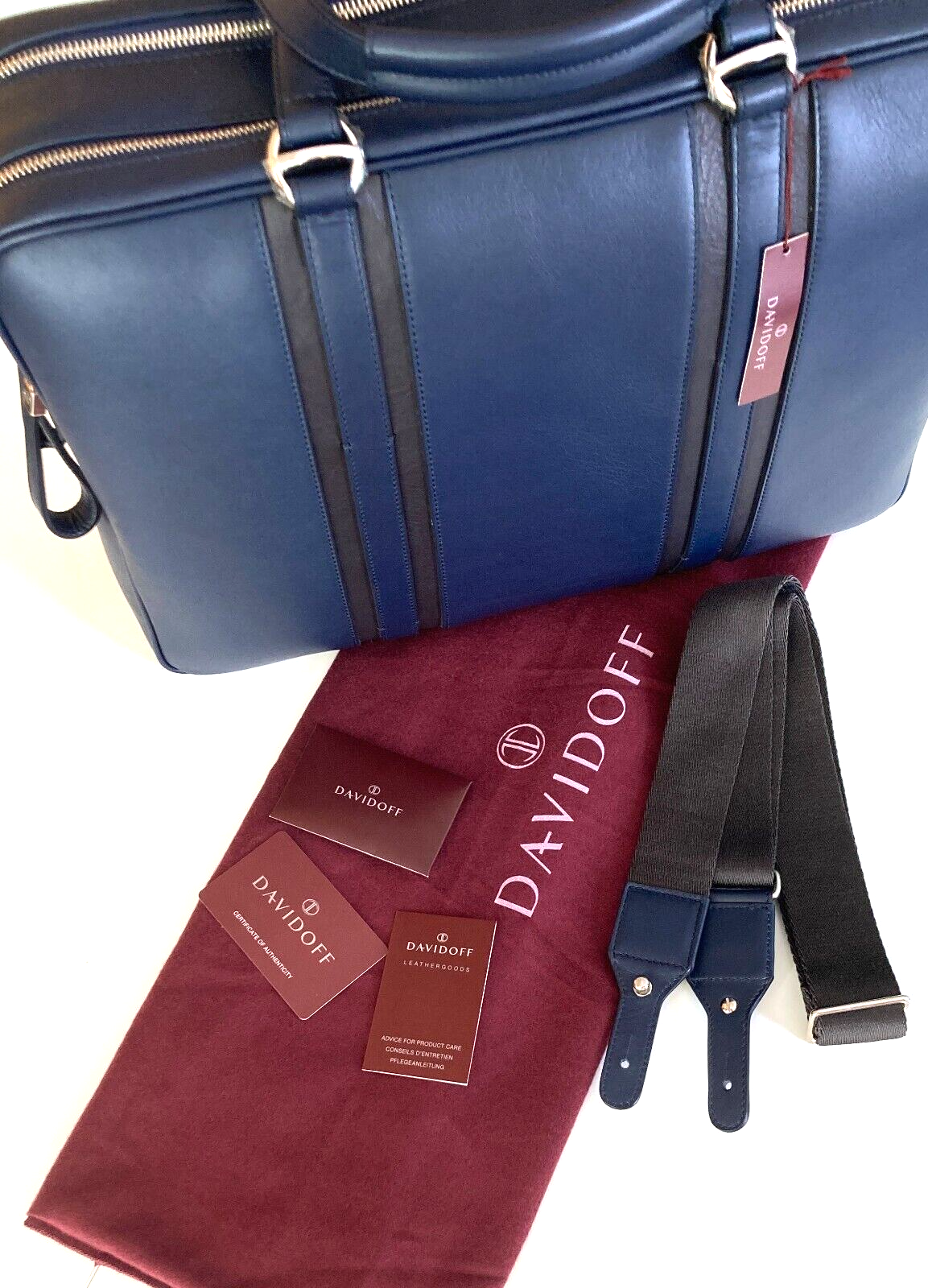 Neu DAVIDOFF LG WORLD TRAVELLER BUSINESS TASCHE 2 REISSVERSCHLÜSSE - MARINEBLAU