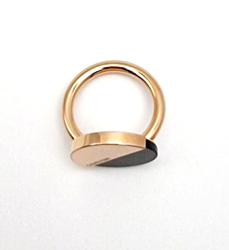 New CALVIN KLEIN SPICY KJ8RBR140107 ROSE GOLD RING - BLACK STONE - SIZE 55