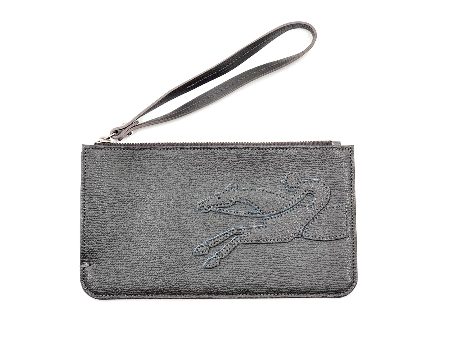 LONGCHAMP SHOP-IT LEATHER POUCH SMALL - GREY