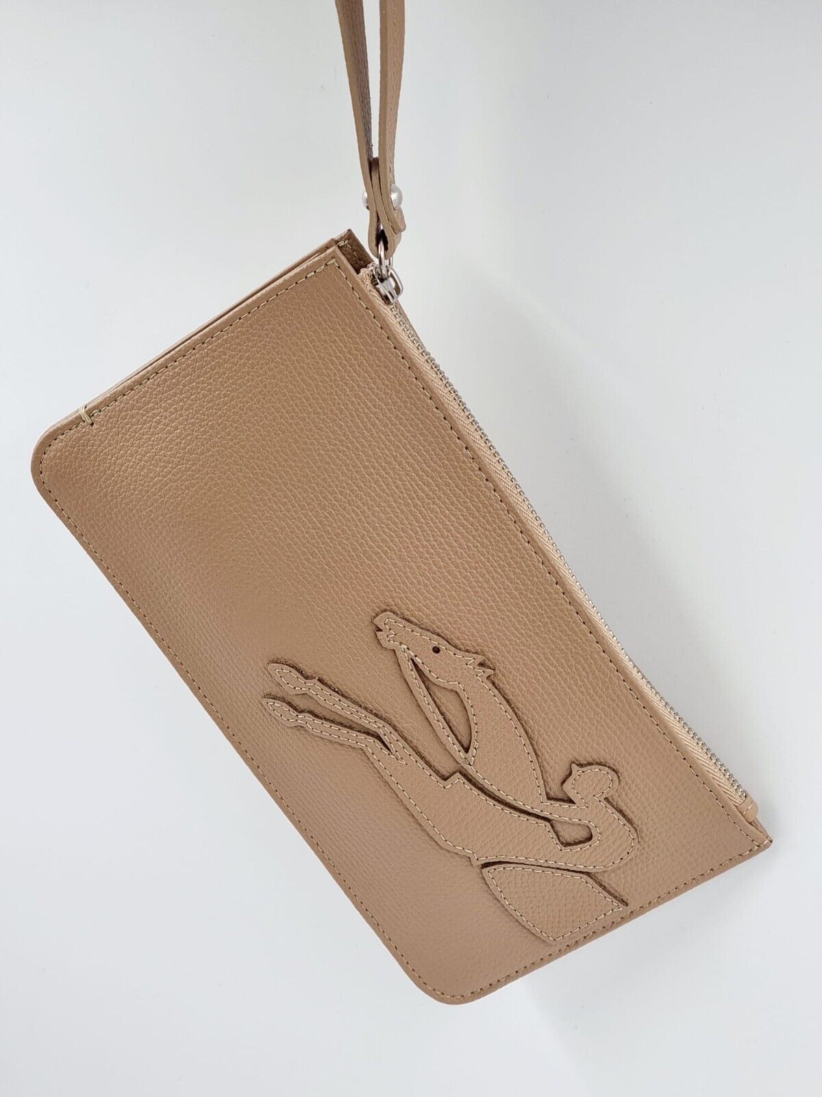 LONGCHAMP SHOP-IT LEATHER POUCH SMALL - SAND