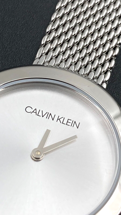 New Swiss Made CALVIN KLEIN Firm Quartz Silver Dial Ladies Watch