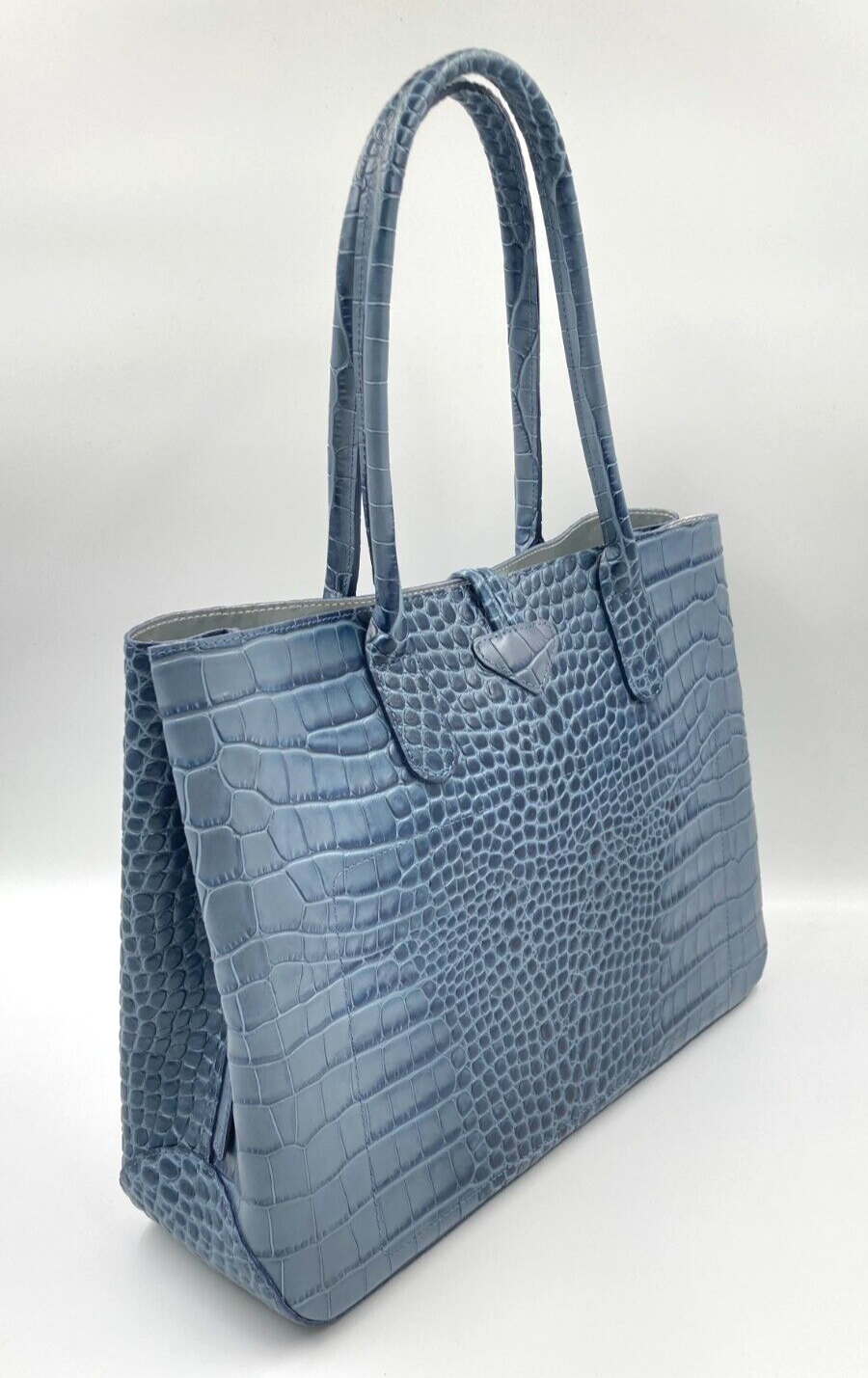 LONGCHAMP ROSEAU CROCO SHOULDER BAG - PILOT BLUE