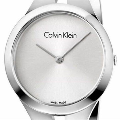 New Swiss Made CALVIN KLEIN Addict Silver Dial Medium Bangle Ladies Quartz Watch